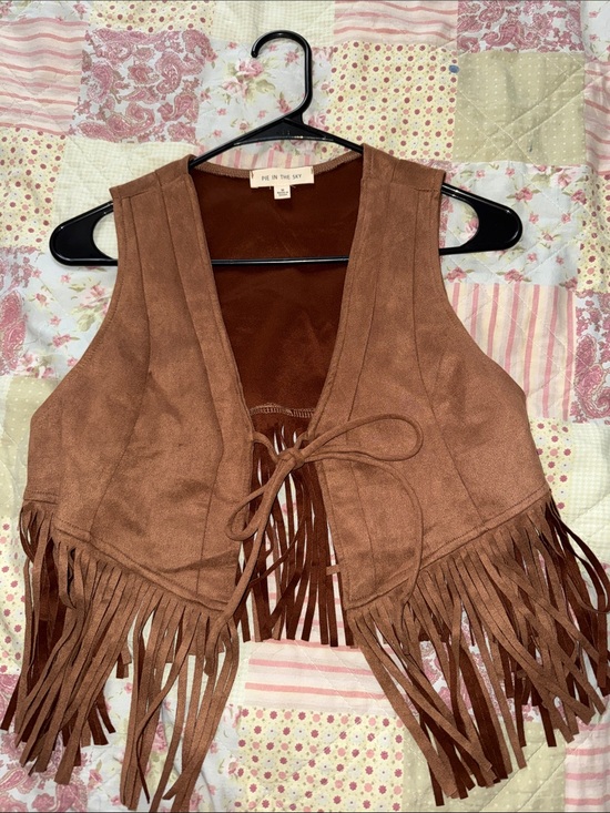 Jackets & Blazers - Fringe Faux Suede Vest in Rustic Brown